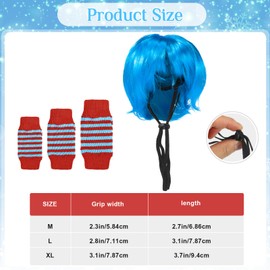 Huhumy 8 Pcs Dog Costume Outfits Red Soft Breathable Shirts and Pet Leg Warmers Red and Blue Stripes, Dog Wig Blue Short Puppy Pet for Cosplay Party(Large)