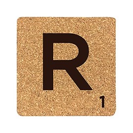 eBuyGB Scrabble Drinks Coasters, Square Cork Coaster, Individual Alphabet Letters, Scrabble Tiles with Score Marks - Personalise Your Own Scrabble Words (R)