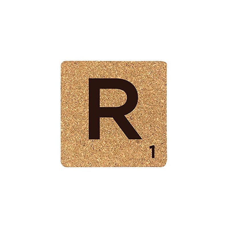 eBuyGB Scrabble Drinks Coasters, Square Cork Coaster, Individual Alphabet Letters,