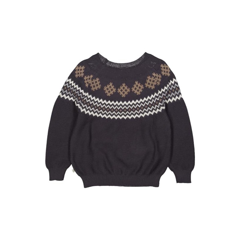 müsli Boys' Knit Jacquard Pullover Sweater, Mystery Blue