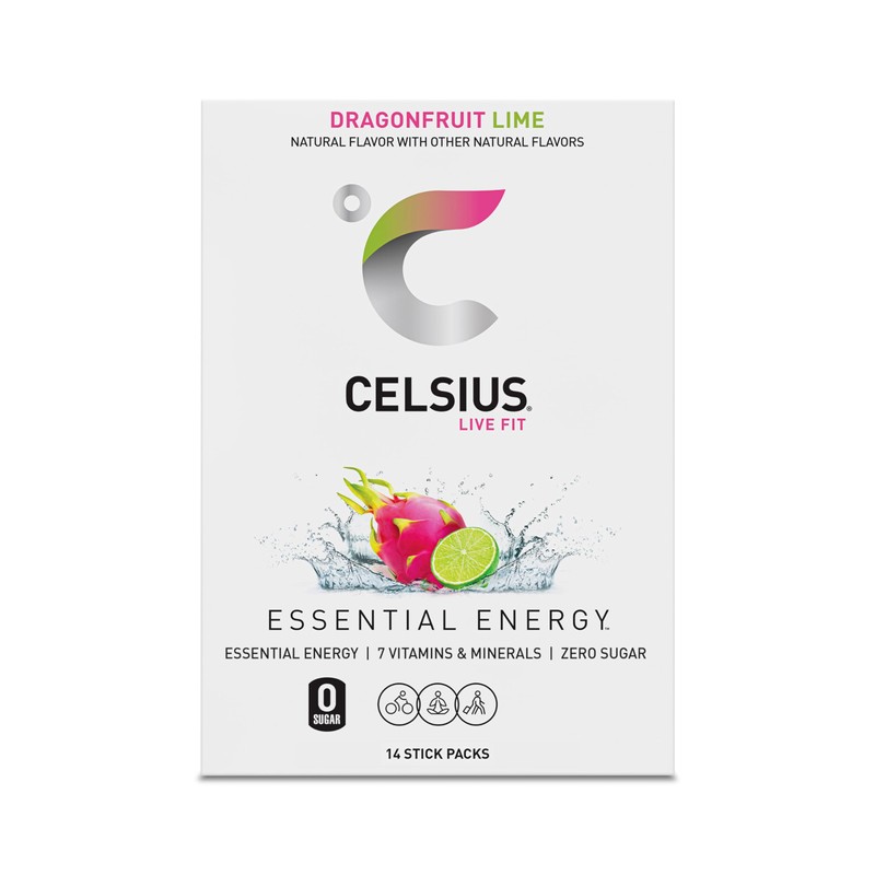 CELSIUS® On-The-Go Powder Sticks Dragonfruit Lime, Essential Energy 2.8 Oz