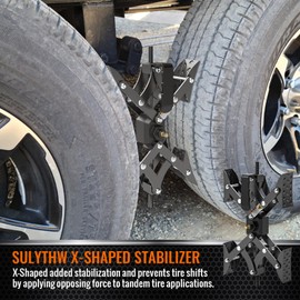 Sulythw X-Shaped Wheel Chocks for Travel Trailer【Allow Drill Adjust】 RV Stabilizers X chocks Camper Wheel Chock for Travel Trailers RV Accessories Wrench Adjustable 3"-11.5" （2 PCS） Black