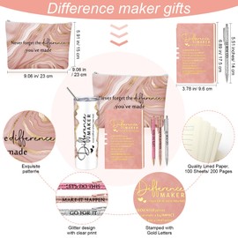 Sieral Cna Week Gifts 2025 Nurse Gifts for Women 6 Pcs Difference Maker Employee Appreciation Gift for Women Leather Journal Ballpoint Pens Tumbler Makeup Bag Thank You Gift for Nursing(Pink)