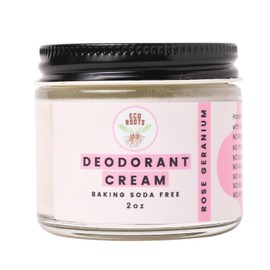 ECO ROOTS Natural Deodorant for Women & Men | Organic Deodorant Cream Non Aluminum | Baking Soda Free Healthy Deoderant for Body & Private Parts | All Vegan Pit Paste Zero Sweat | Rose Geranium Scent