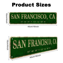 LINStore San Francisco, CA City Sign Rustic Vintage Metal Art Wall Decor Office/Home/Classroom 4” x 16”