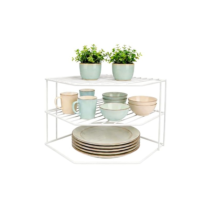 SIBAO 3 Tier Kitchen Corner Shelf Rack And Cabinet Organizer