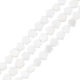 HOBBIESAY 80Pcs Natural Cultured Freshwater Beads Natural Shell Flower Beads Shells Craft Bead Flat Flower Bead for Jewellery Making Bracelet Crafts Hole:0.7mm