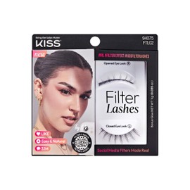 KISS Filter Lashes, AR Inspired Trendy Spiky Lashes, 1 Pair, Medium Length (10-12mm) Wispy False Eyelashes, Natural 3D Volume for an Effortless Minimal Look, Glue Included, LASHES II xoJourdan