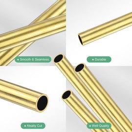 M METERXITY 3-Pack 300mm Brass Round Tube, 10mm OD 1mm Wall Thickness H62 Brass Seamless Tubing for Construction/Machining/DIY Crafting, Metal Straight Pipe [0.39x0.04x11.81IN]