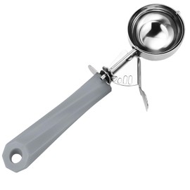 Fayomir 4 OZ Portion Scoop, Disher Scoop, Cookie Scoop, Cupcake Scoop, With Spring-Load Trigger, Grey Handle, for Portion Control, Cookie Dough, Cupcake Batter, Ice Cream, Mashed Potatoes