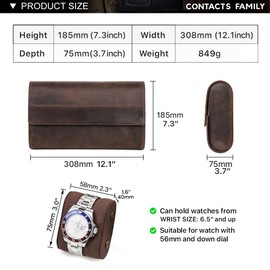 Contacts Travel Watch Case, Genuine Leather Multifunction Portable Protective Case for Jewelry Watch Vintage (Coffee-1143)