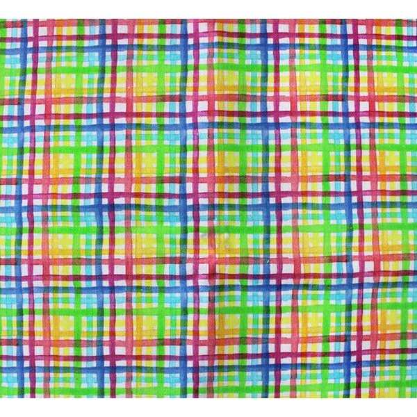 Little Johnny 100% Cotton Fabric - Bright Rainbow Grid Tartan