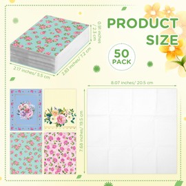 Faccito 50 Pack Floral Travel Tissues Tea Party Pocket Tissues Packs Flower Facial Tissues 400 Sheets 3 Ply Disposable Individual Tissue for Baby Shower Wedding Birthday Picnic Party Favors,4 Designs