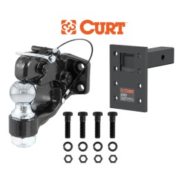 CURT 15K Pintle Hitch 2" Trailer Ball Combo w/ Adjustable Mount Fits 2" Hitch