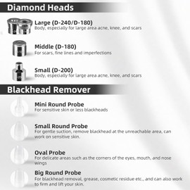 Diamond Microdermabrasion Machine 3 Mode Dermabrasion for Blackhead Removal Portable Tool with 8 Tips Black / 다이아몬드 마이크로더마브레이션 머신 블랙헤드 제거를 위한 3가지 모드 더마브레이션 8개의 팁이 있는 휴대용 도구 Black
