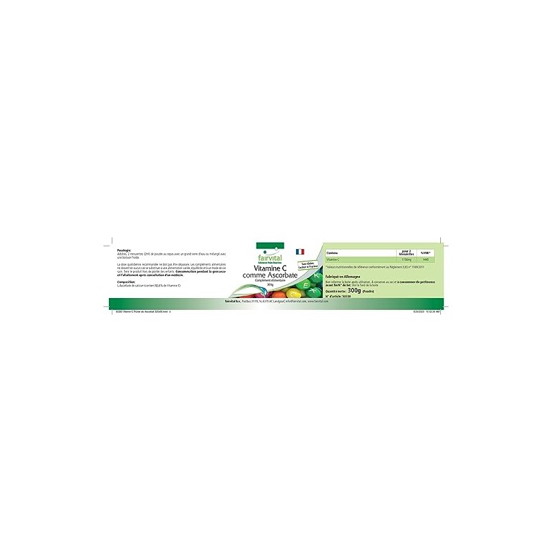 Fairvital Vitamin C Powder - with 1156 mg Vitamin C