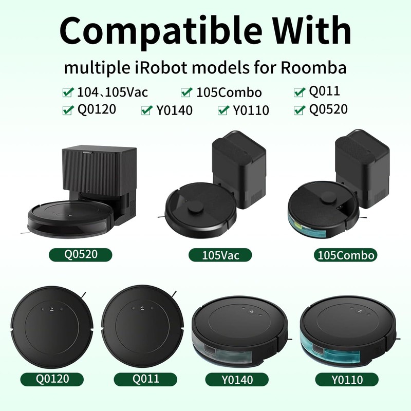 10 Pcs Replacement Parts Compatible with iRobot Roomba Y0140,Q0120, Q011,Q0520,Y0110,104,105Vac/Combo