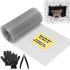 COZCLAM 100mm x 6m Rodent Mesh, Galvanised Wire Mesh with Gloves and Plier, Rustproof Metal Wire Mesh Roll Rat Mesh for Rodent Proofing, Filling in Gaps Around the Home & Garden