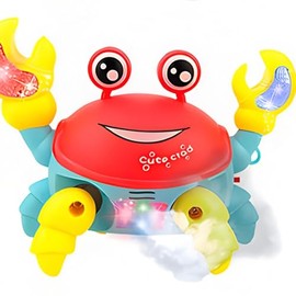 Exrroh Light Up Crawling Crab Baby Toys for Babies Toddlers Boys Girls Tummy Time Toys with Music, Toddler Walking Dancing Crab Christmas Birthday Gifts for Kids (red)