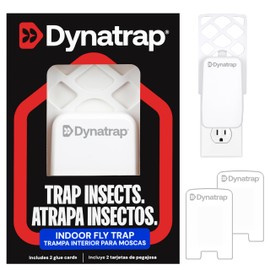 Dynatrap DT3007W Indoor Plug-in Flying Insect Trap for Flies, Fruit Flies, Moths, Gnats, and Other Flying Insects - 1 White Device + 2 Glue Cards