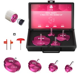 Original Design Patent Triple Inserts 4 Pcs PVC Pipe Reamer Kit, PVC Fitting Saver, Pipe Tools Contains 1-1/2", 2", 3", 4" and 1 Replacement Carbide Insert for Schedule 40