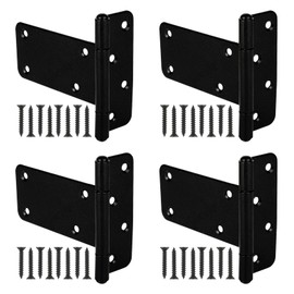 Wmebee 5 Inch T-Strap Shed Door Hinges, 4 Pack Heavy Duty Tee Hinge, T-Gate Hinges, Gate Strap Hinges, Black Wrought Hardware for Wooden Fences, Barn Door, Shed Doors