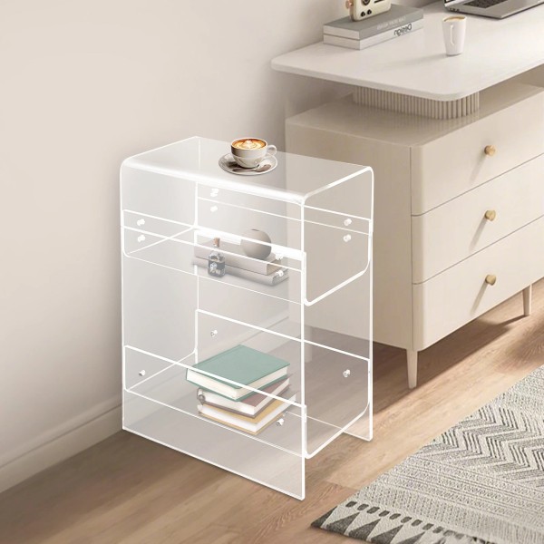 TBvechi Side Table, Narrow End Table for Small Spaces, 3-tier