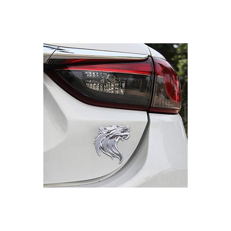 3D Metal Wolf Head Chrome Emblem Badge Radiator Grill Car