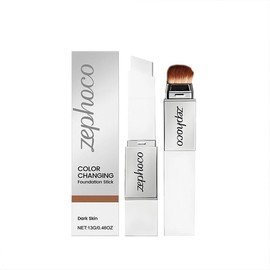 ZEPHOCO 2-in-1 Color-Changing Foundation Stick Lightweight, Moisturizing and Wear-Free Powder-Free Lightweight Foundation:_Dark Skin_one-size