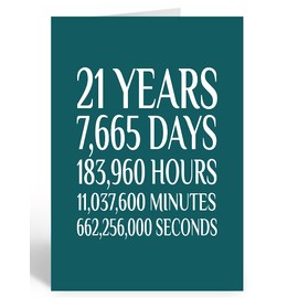 21st Anniversary Card, Birthday Card - Happy 21st Anniversary, Blank