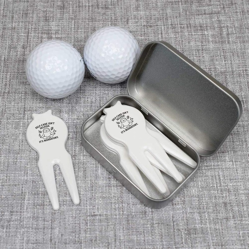 Azeeda 'Self-Care Is Mandatory' Golf Divot Tool/Repair Fork Gift Set