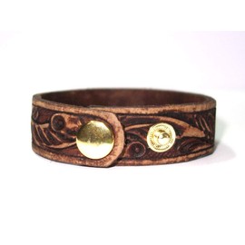 PRERNA Pulsera de piel auténtica, correa de muñeca, hecha a mano, color rojo café, 23 cm de largo, 2 cm de ancho