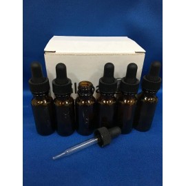 GPS 6 - 1/2 Oz Amber Glass Bottle with Glass Eye Dropper (15ml) - Pack of 6
