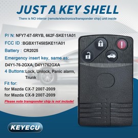 Keyecu Foba - Carcasa para mando a distancia para MAZDA 5, 6, CX-7, CX-9, RX8, Miata 3 + 1 botón