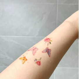 Colorful Mini Flower Butterfly Tattoo Sticker 5ea