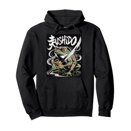 Mystical Samurai Frog Art Japanese Design Pullover Hoodie