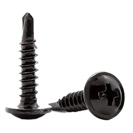 4.2mm x 25mm Black Self Drilling Wafer Head Screws Steel Self Tapping Screws for Metal Sheets Roofing Windows (Pack of 50)