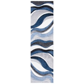 SAFAVIEH Hollywood Collection Runner Rug - 2'3" x 6', Grey & Blue, Mid-Century Modern Design, Non-Shedding & Easy Care, Ideal for High Traffic Areas in Living Room, Bedroom (HLW766F)