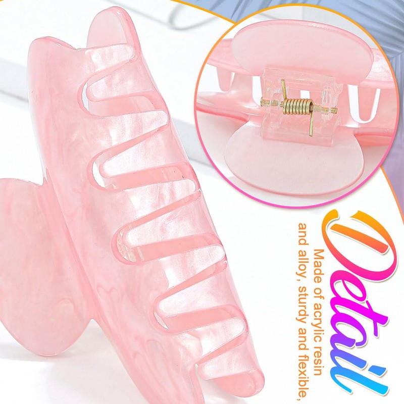 Fashey Acrylic Claw Clip Pink Hair Clips Cute Medium Hair