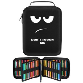 FINPAC Ranura para lápices, gran bolsa de acuarela de revestimiento múltiple con bolsillo frontal con cierre, organizador grande para 200 lápices de colores/130 bolígrafos de gel, bolígrafos Marco para artistas, pintores, planificadores