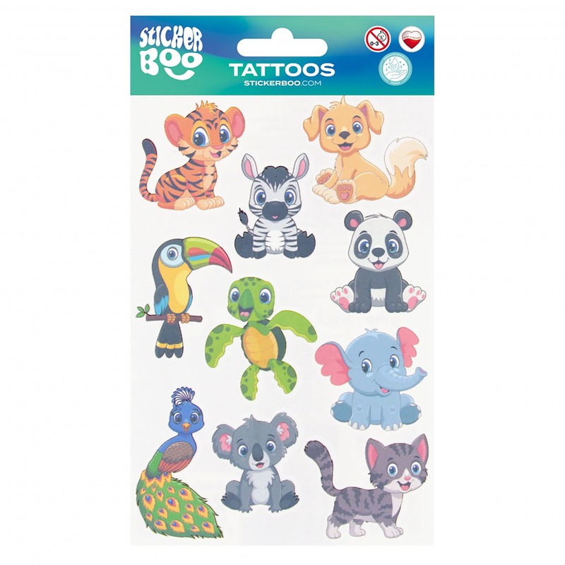 Children's Tattoo Set, Washable Children's Tattoos (Animals)