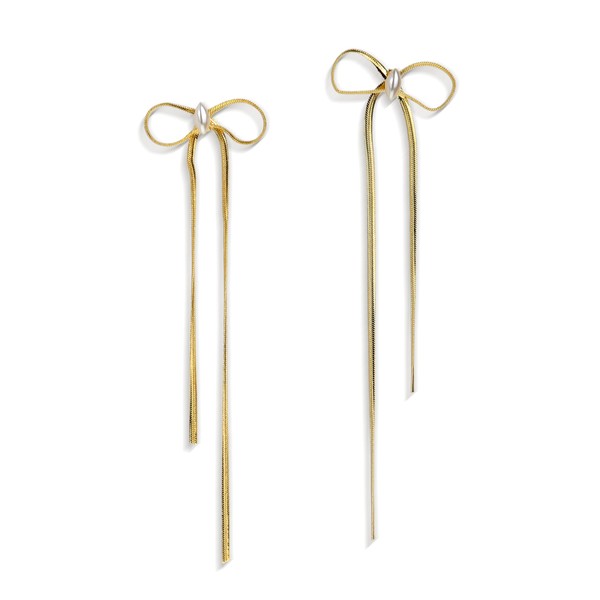 JeanBeau Gold Bow Dangle Drop Tassel Earrings for Women Statement