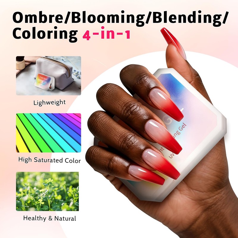 Ombre Gel Polish Palette,16Colors Pat Gel Paint Nail Art Kit