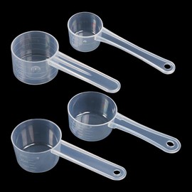 JIHUOO 4 Pcs Clear Plastic Measuring Scoops Reusable Measure Spoons Kitchen Measure Scoops Protein Powder Measuring Spoon Stackable Measuring Cups with Short Handle for Coffee Spices Grains