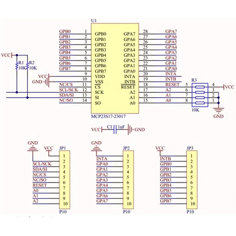 GERUI 5pcs MCP23017 Serial Interface I2C Bidirectional 16-Bit I/O Expander