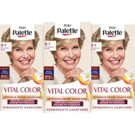 Poly Palette Vital Color Intensive Creme-Haarfarbe 8-1 Mittelaschblond (115 ml), natürlich-aussehende & langanhaltende Coloration, permanente Coloration für 100 % Grauabdeckung auch bei weißem Haar