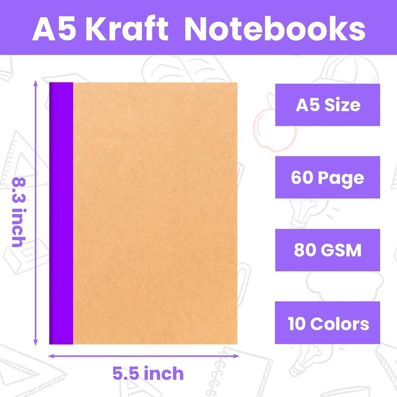 100 Pack A5 Notebooks Bulk, 8.3 x 5.5 inch Ruled