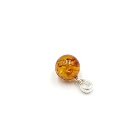 Amber Round Pearl Pendant Cognac Colour with 925 Sterling Silver Bow | Baltic Amber Pendant Necklace | Amber Jewellery, Silver amber Silver, Amber, pearl