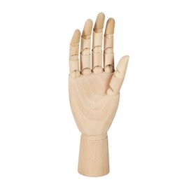 Relaxdays Wooden hand, right hand HBT: 25 x 8 x 5 cm, movable fingers, realistic drawing, painting aid, model hand, natural