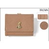 Mini Wallet, Faux Leather, Bear, Plate, Trifold, Braun